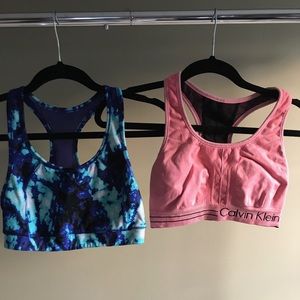 CALVIN KLEIN Blue/Pink Sports Bra Set in Size M